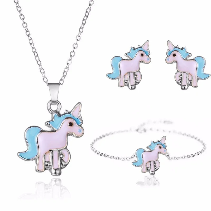 Unicorn Necklace and Earrings Set - Cute Fantasy Jewelry for Women & Girls - Perfect for Birthday Gifts, Cosplay, and Fairy-Themed Parties