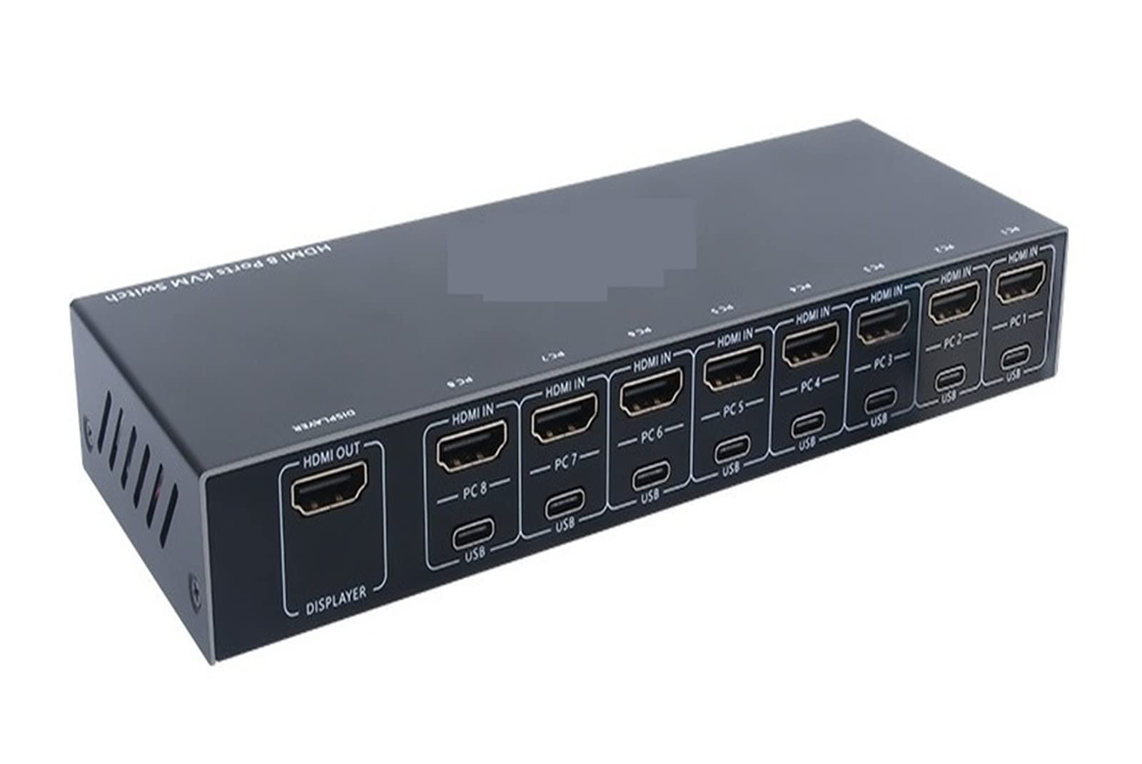 8 Port USB KVM Switch - 8 in 1 Out HDMI Monitor Keyboard Mouse Switcher for Sharing 8 Computers with 1 Display | Plug & Play USB-C Hub | Ideal for Home Office, Gaming Setup & Multi-PC Workstations