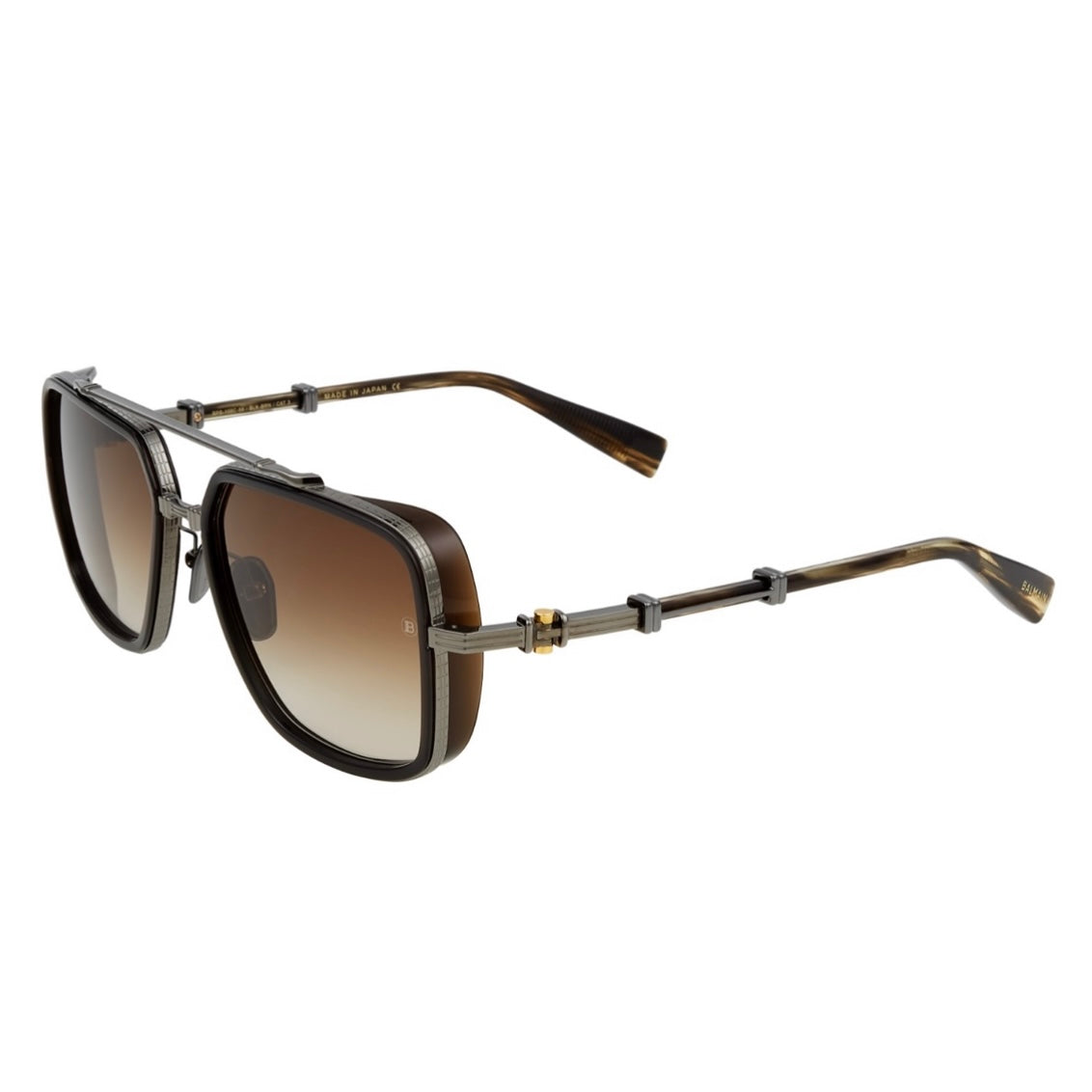 Balmain Officier BPS 108C Black Brown Sunglasses - Luxury Designer Shades for Men & Women - Perfect for Driving, Travel & Fashion Accessories
