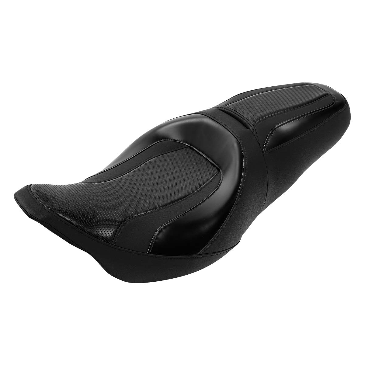 Premium One-Piece 2-Up Bucket Seat for Harley Davidson Road King/Street Glide/Electra Glide/Road Glide (2009-2023) - Comfortable Motorcycle Driver & Passenger Seat for Long Rides and Cruising