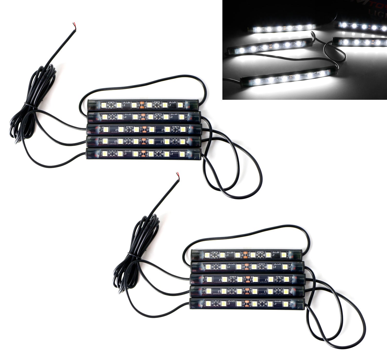 10-Section Waterproof White 60 LED Truck Bed Lighting Kit with Wiring - Durable Cargo Area Lights for Pickup Trucks, Vans & SUVs - Perfect for Night Loading, Camping & Off-Road Adventures