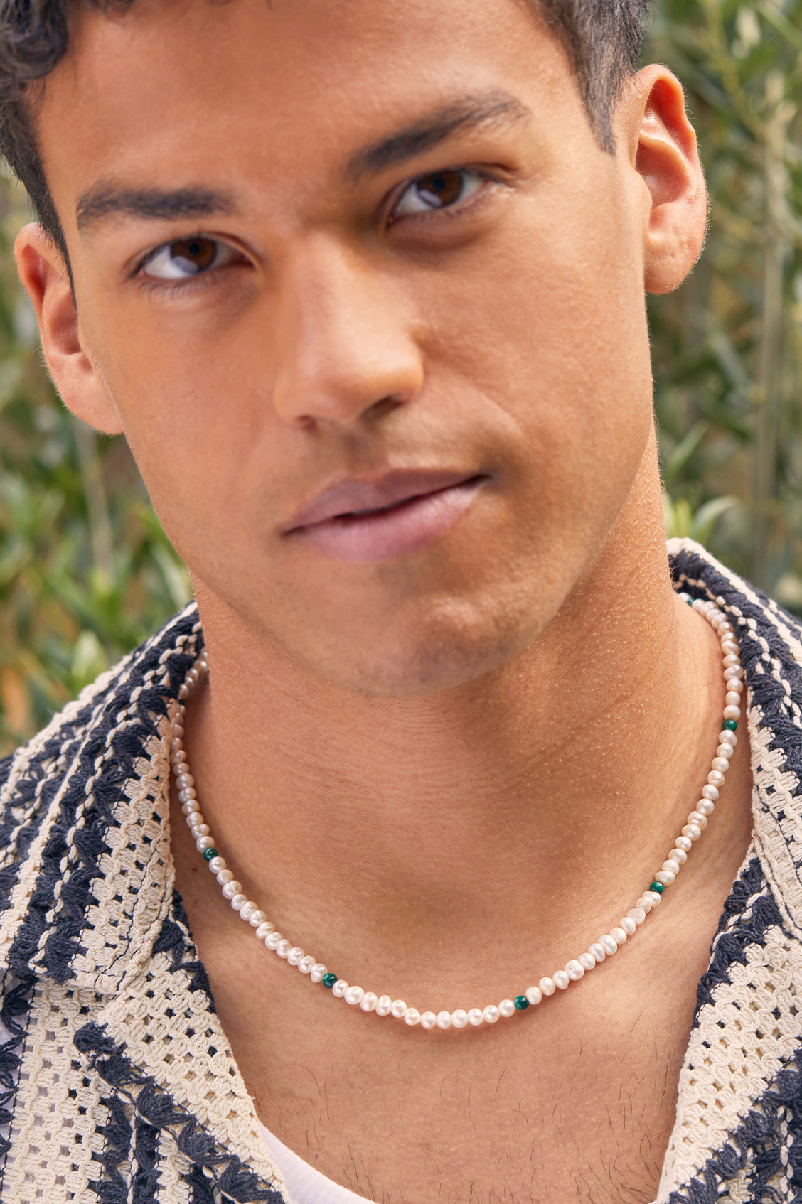 Men's Pearl and Gemstone Necklace - Elegant Jewelry for Men, Perfect for Weddings, Parties & Gifts
