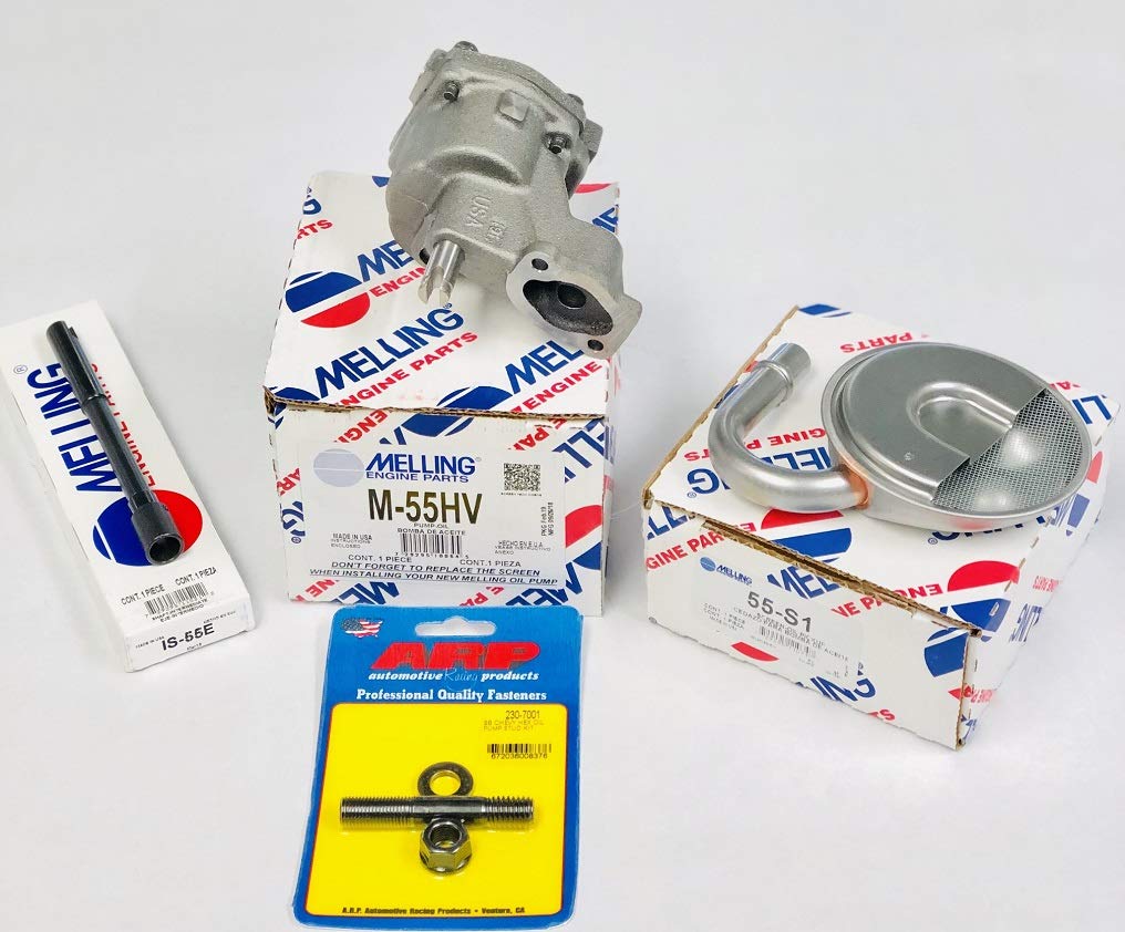 High Performance M-55HV SBC Chevy High Volume Oil Pump Kit with Stud, Pickup Screen & Steel Rod - Compatible with 305 307 327 350 383 Engines - Perfect for Engine Rebuilds, Performance Upgrades & Classic Car Restoration