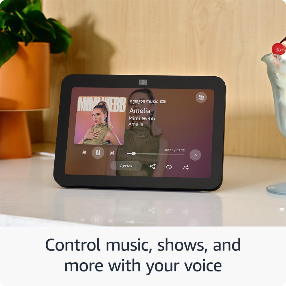 Echo Show 8 (3rd Gen, 2023) Smart Display with Adjustable Stand & USB-C Charging - Glacier White | Hands-Free Video Calls, Smart Home Control & Entertainment Hub