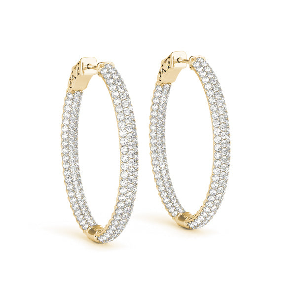 1.5 Inch 3 Row Pave Oval Hoop Earrings - Sterling Silver or Gold Plated, Elegant Dangle Earrings for Women, Perfect for Parties, Weddings & Everyday Wear