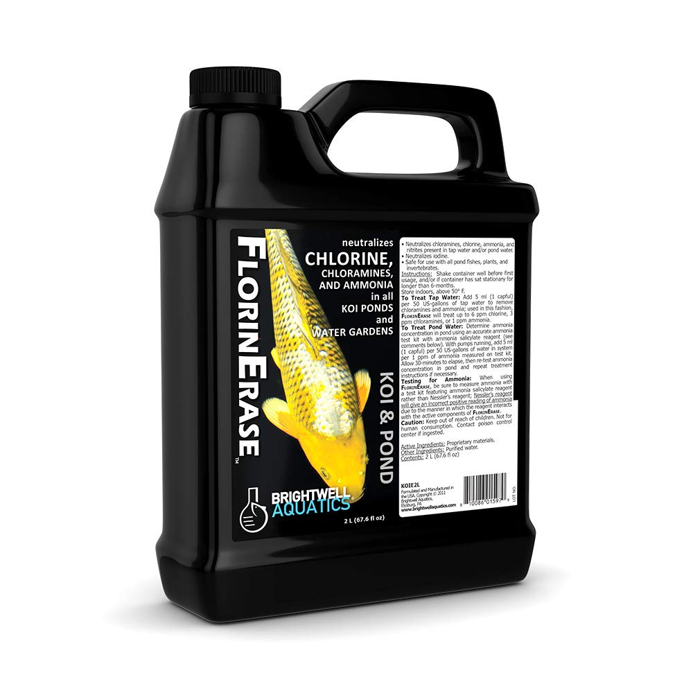 Brightwell Aquatics FlorinErase - 高效去除氯、氯胺和氨，适用于自来水、鱼缸和池塘水处理，2升装，水族爱好者和园艺养护必备
