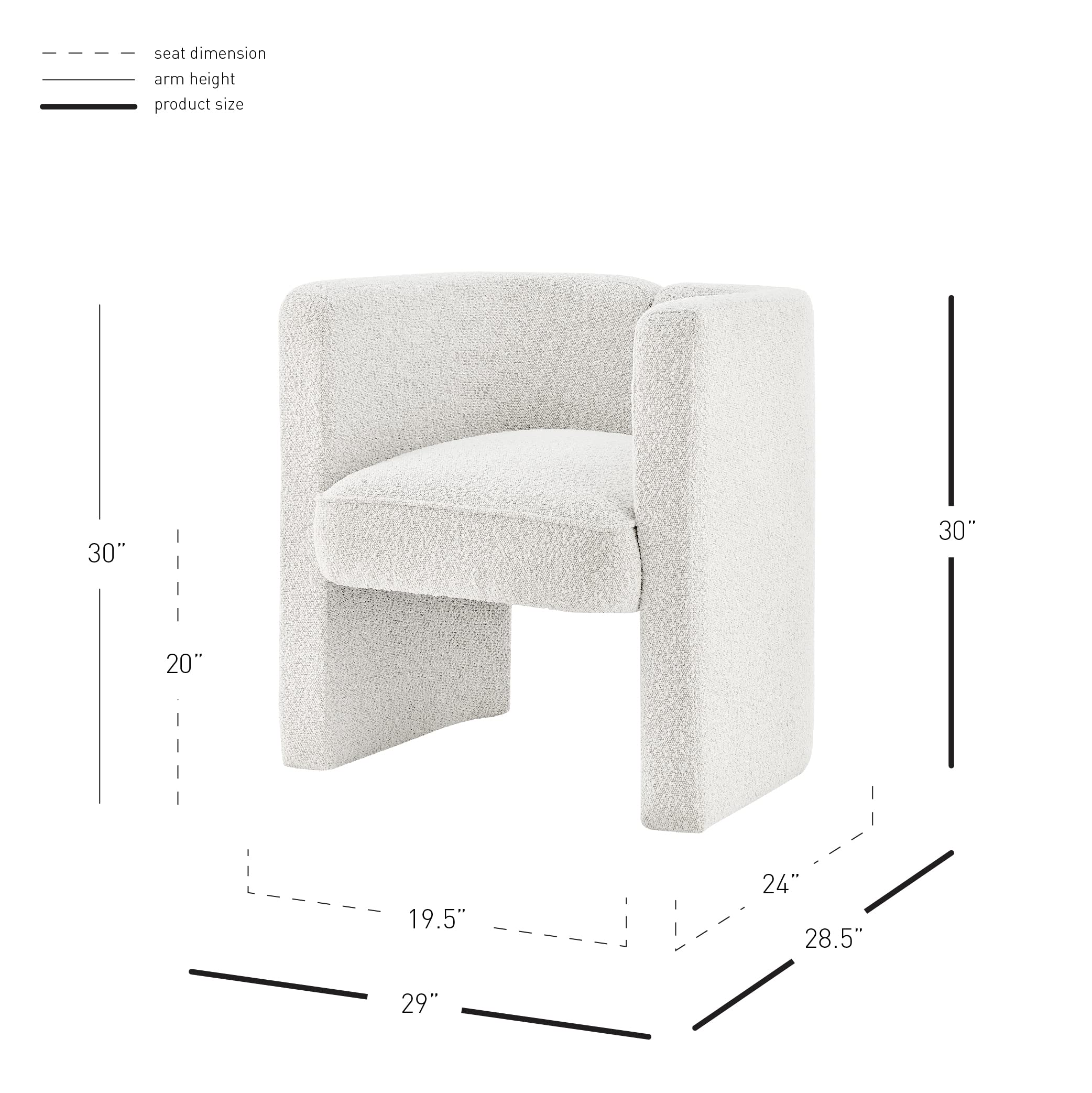 Ariela Fabric Boucle Beige Accent Chair - Modern Living Room Armchair with Soft Upholstery for Home Office, Lounge & Bedroom Decor