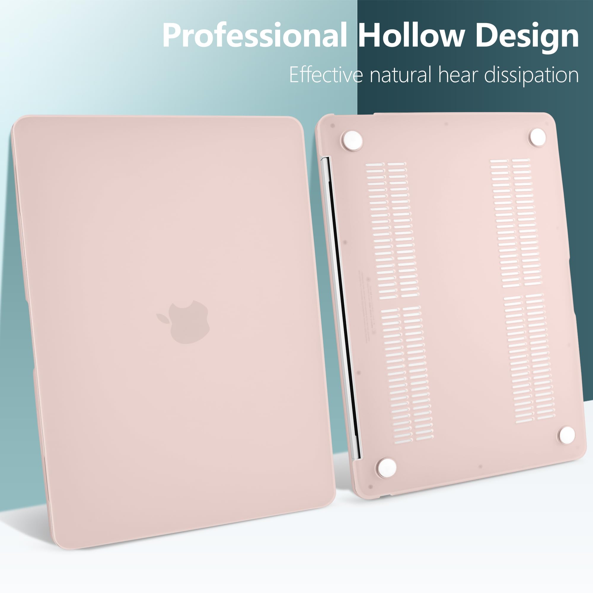 DONGKE Hard Plastic Shell Case & Keyboard Cover for MacBook Air 13 inch (2021 2020 2019 2018 Release A2337 M1 A2179 A1932) - Compatible with Retina Display & Touch ID, Chalk Pink | Protective Cover for Work, Travel & School Use