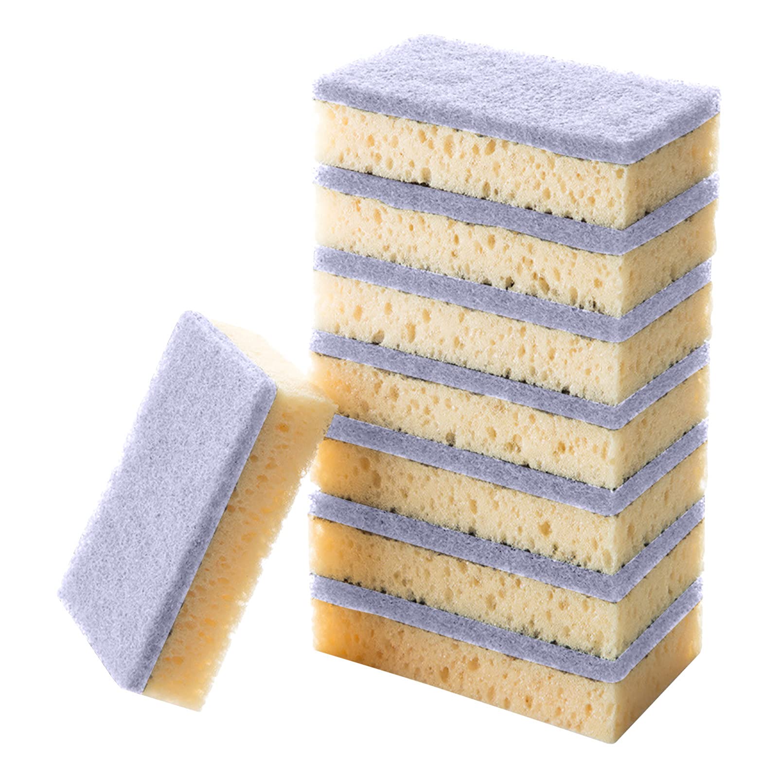 Magic Nano Cleaning Sponge - Dual-Sided Dishwashing Sponge with Emery Surface for Rust & Tough Stains Removal | Kitchen Cleaning Sponges Bulk Pack (8PC, Blue) | Perfect for Pots, Pans, Sinks & Household Cleaning