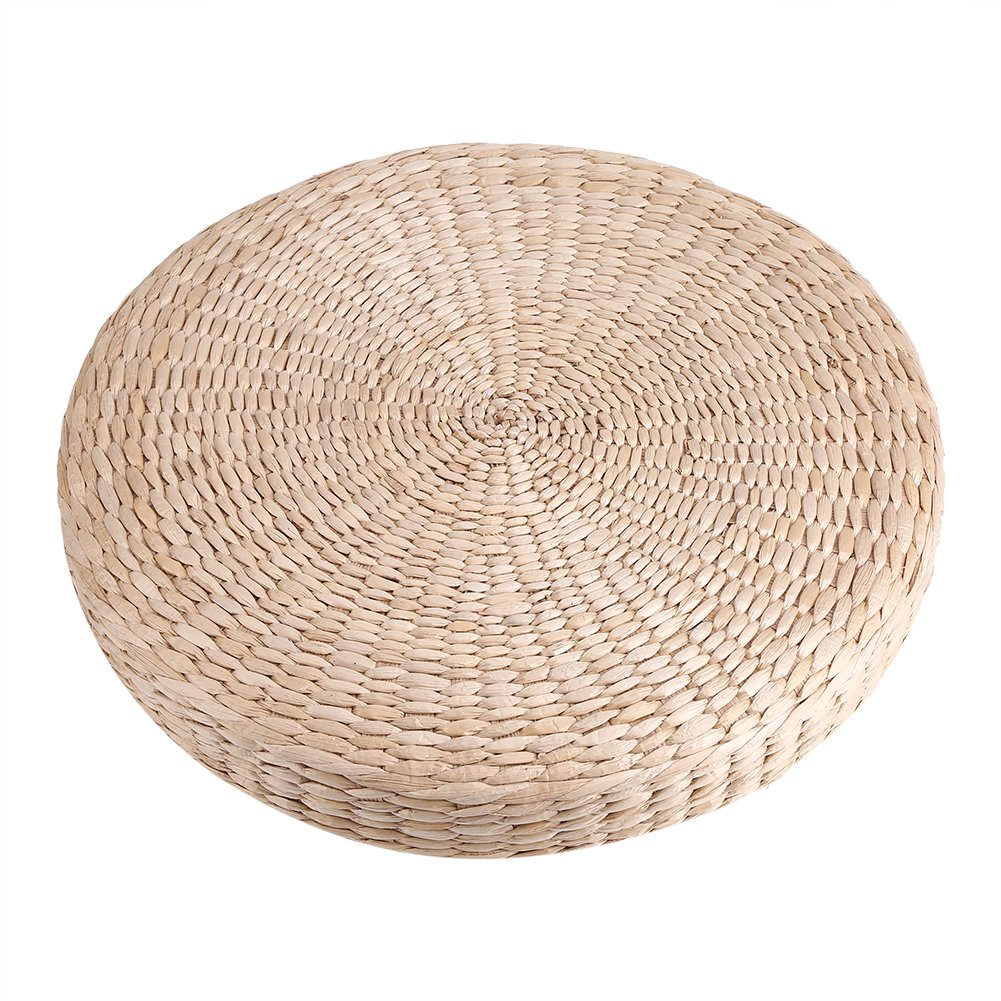 Eco-Friendly Straw Yoga Mat - 40cm Round Tatami Cushion with Sponge Filling | Handcrafted Breathable Floor Pouf for Meditation, Yoga & Zen Decor | Perfect for Tea Ceremony, Window Seating & Boho Home Decor