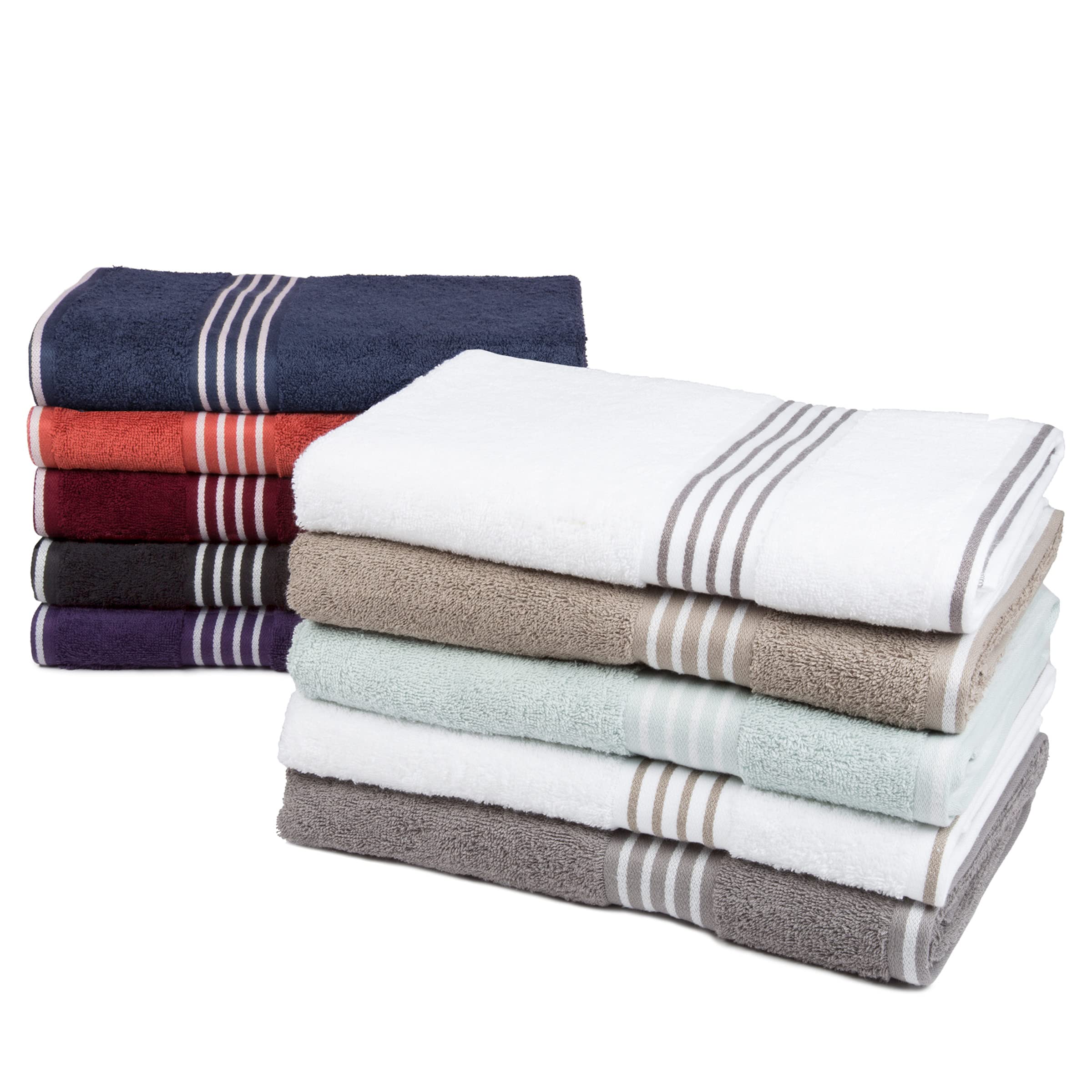 Luxury 8-Piece Cotton Towel Set - 2 Bath Towels, 2 Hand Towels, 2 Washcloths & 2 Fingertip Towels for Bathroom & Spa | Soft & Absorbent by Lavish Home (Silver) - Perfect for Home, Hotel & Gift Giving
