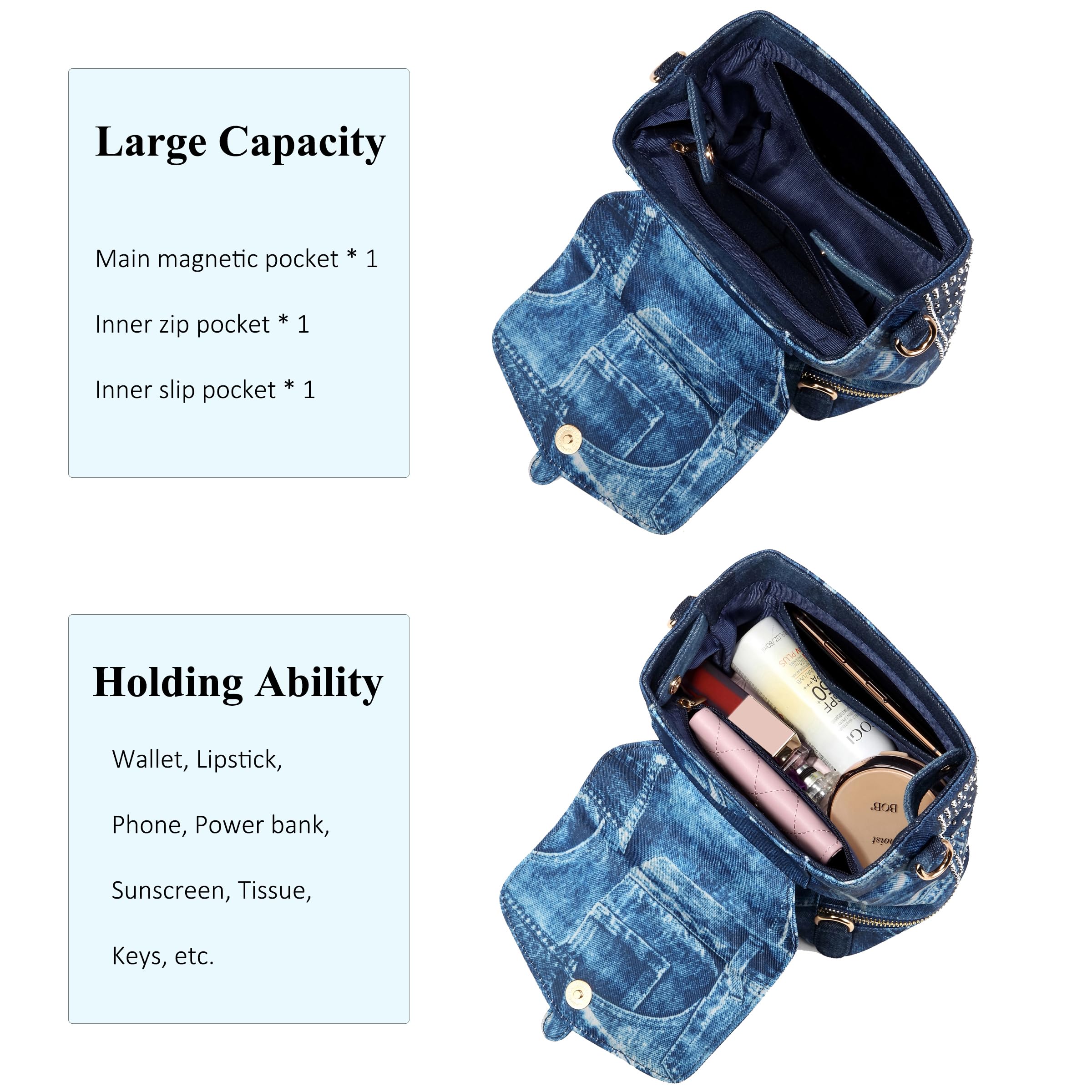 Sparkling Rhinestone Backpack Purse for Women - Mini Crossbody Bag for Party & Travel