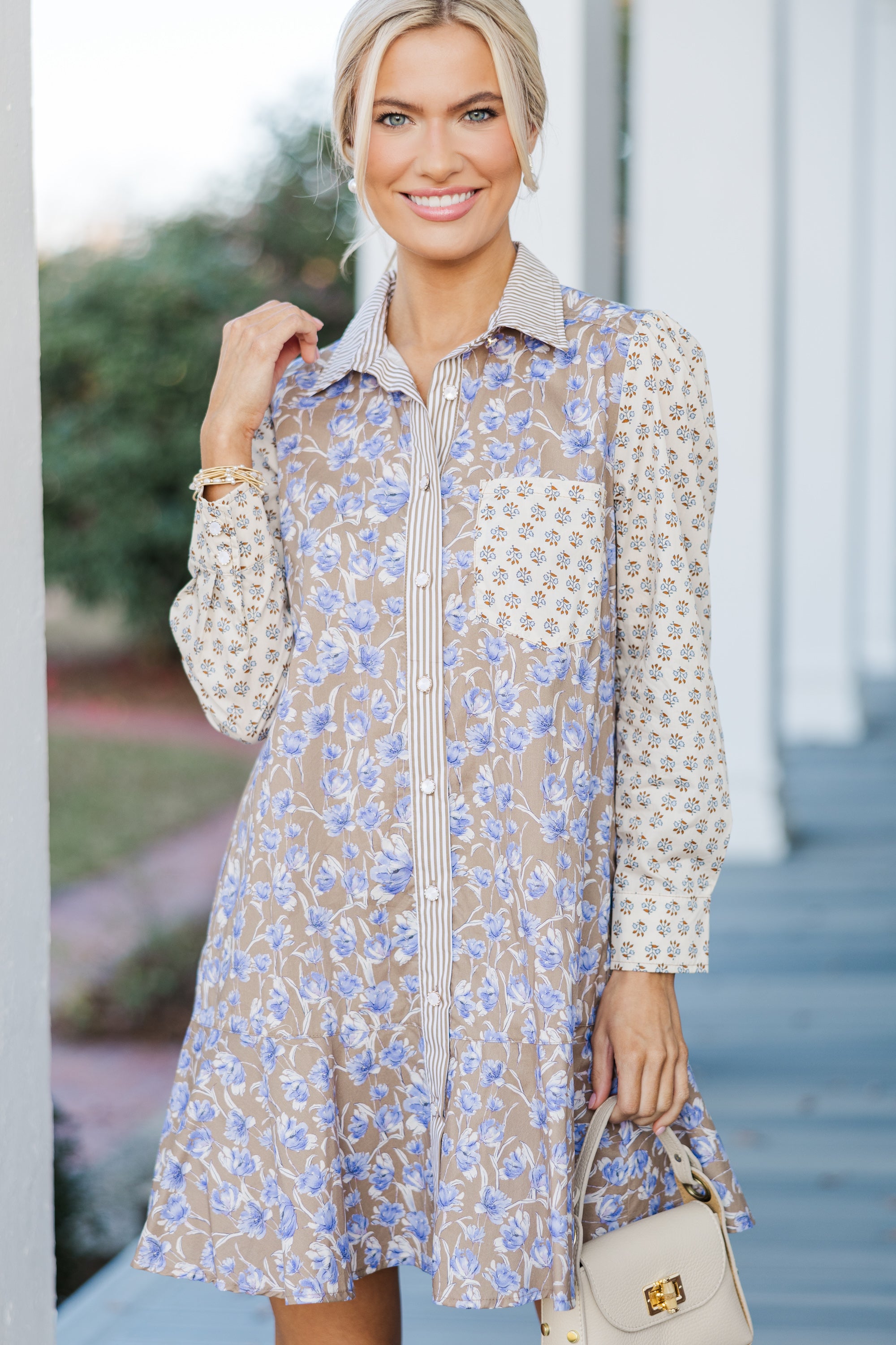 Stylish Brown Floral Shirt Dress for Women - Elegant Casual & Office Wear - Perfect for Spring Outfits, Date Nights & Work Attire