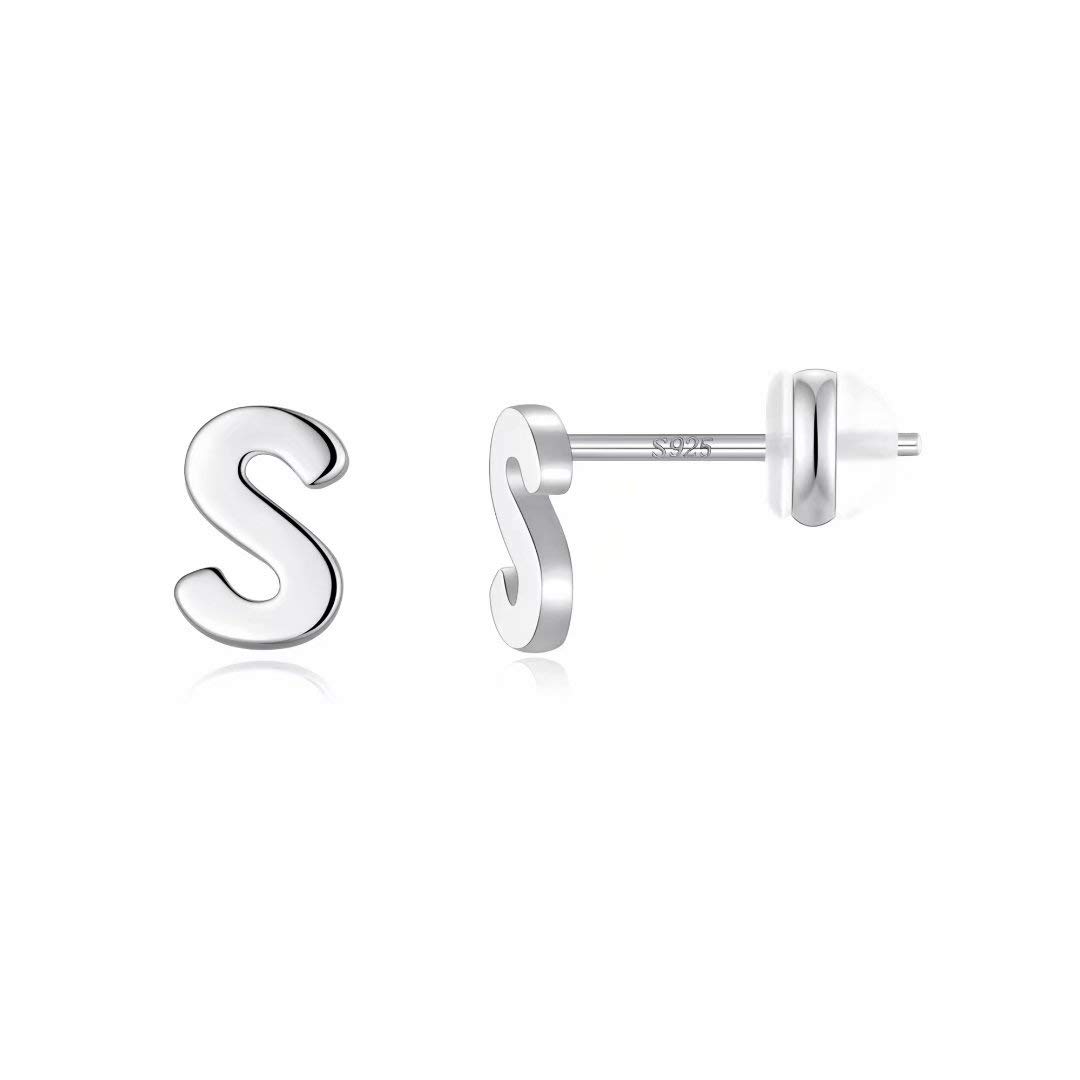 Sterling Silver Initial Stud Earrings for Women - Hypoallergenic 925 Silver Jewelry Gifts - Perfect for Everyday Wear, Birthdays & Special Occasions
