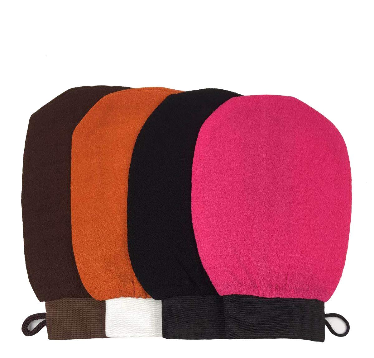 4-Pack Exfoliating Gloves for Deep Body Scrub - Dead Skin Removal Bath Gloves with Hanging Loops - Perfect for Shower, Spa & Dry Brushing Routine