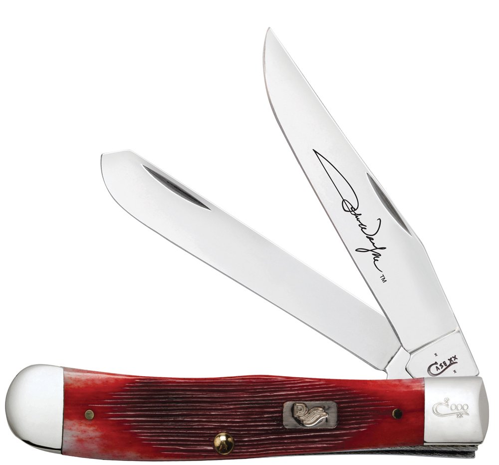 Premium John Wyne Trapper Pocket Knife Gift Set with Dark Red Case - Perfect for Camping, Hunting & Outdoor Adventures