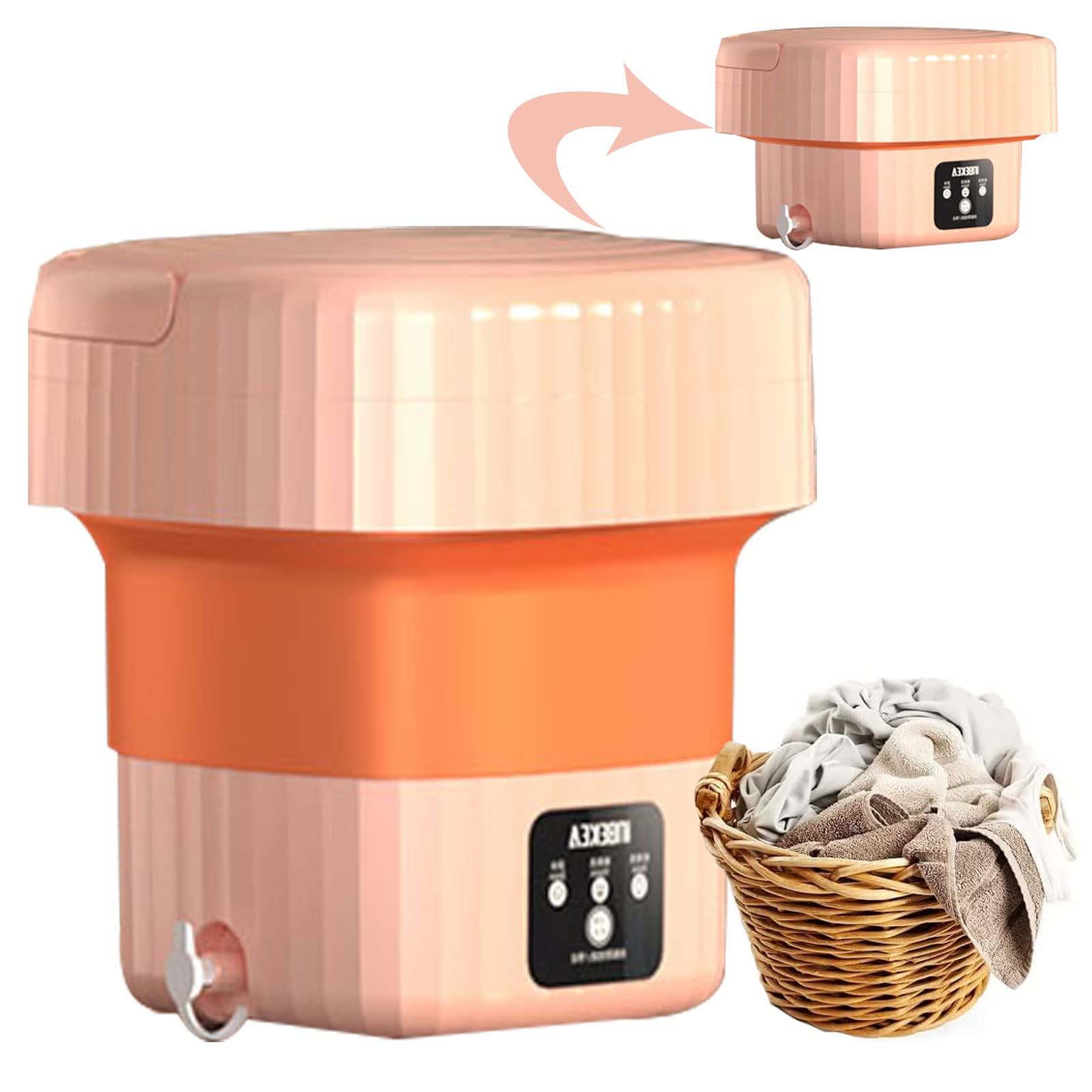Portable Mini Washing Machine - Foldable Compact Washer for Baby Clothes, Underwear & Delicates | Perfect Gift for Girls & Moms | Ideal for Dorms, Apartments, Travel & Camping (Pink)