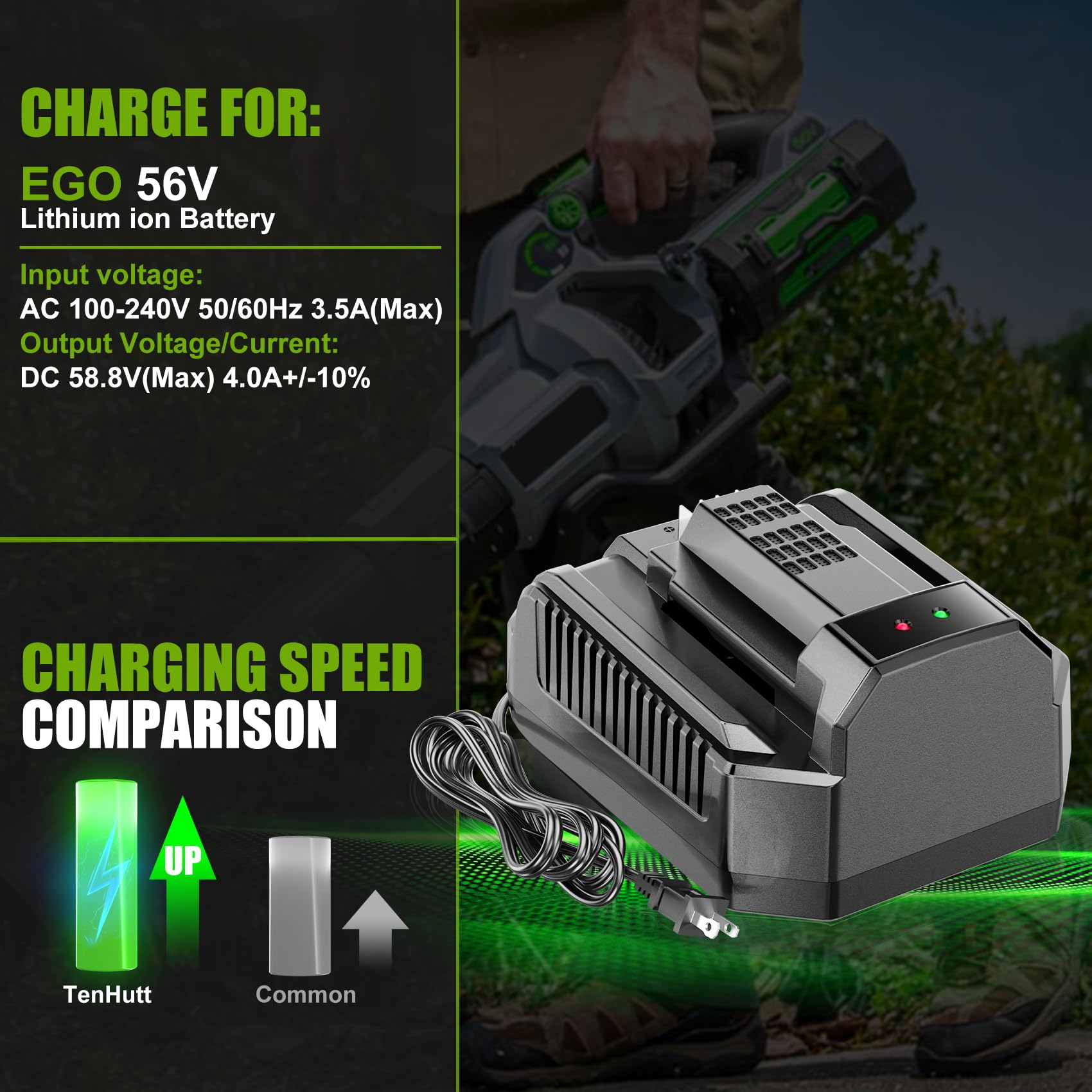 EGO CH2100 Replacement 56V Lithium-Ion Battery Charger - Fast Charging for EGO Power Tools - Perfect for Lawn Mowers, String Trimmers & Outdoor Power Equipment