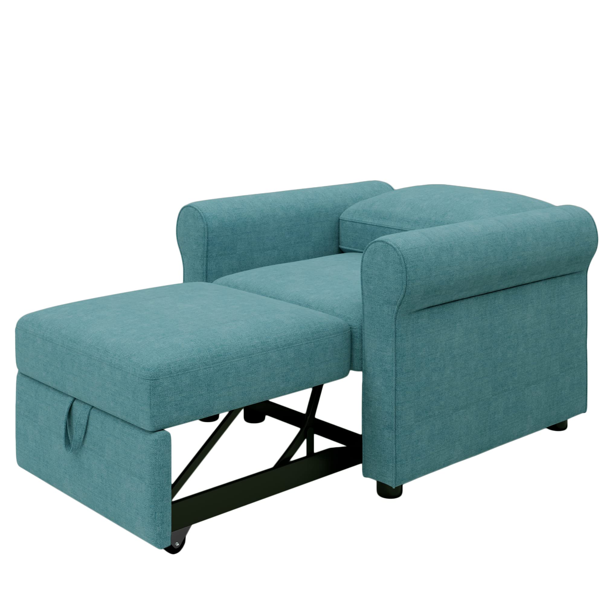 Modern 3-in-1 Convertible Sofa Bed Chair - Adjustable Sleeper Lounger with Multi-Functional Backrest for Small Spaces | Perfect for Guest Rooms, Apartments & Studio Living (Teal)