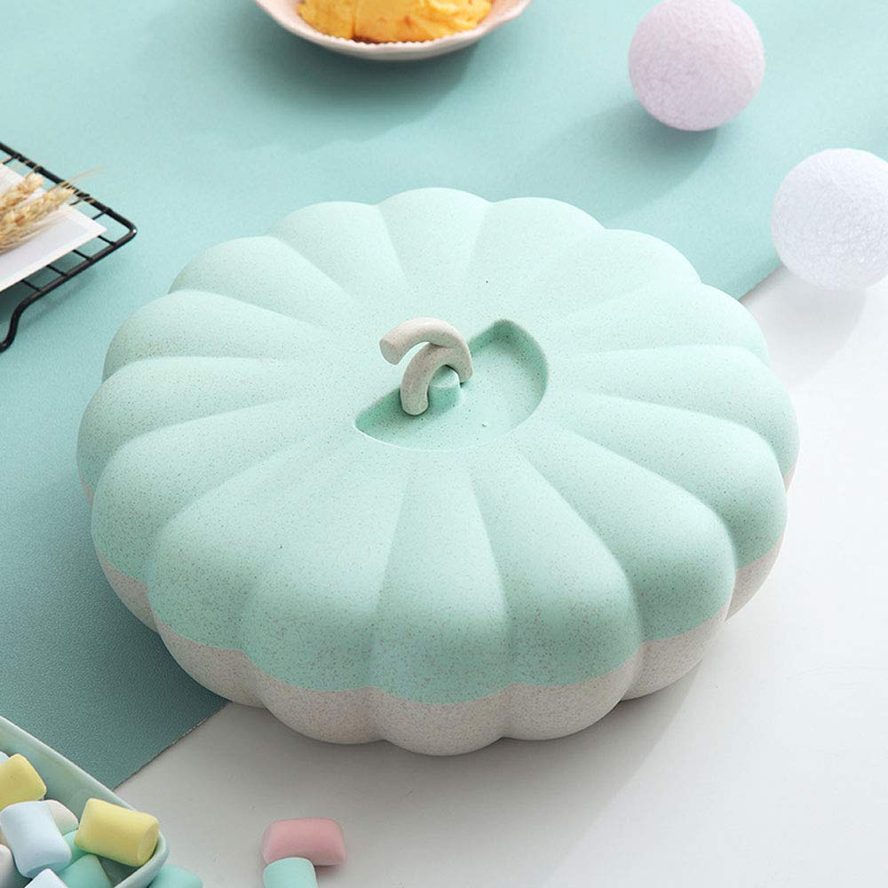 Pumpkin Shaped Snack Serving Tray with Lid - Multi Section Appetizer Plates & Snack Bowls for Party, Halloween, Thanksgiving - Perfect for Storing Dried Fruits, Nuts, Candies, Fruits (Pink)