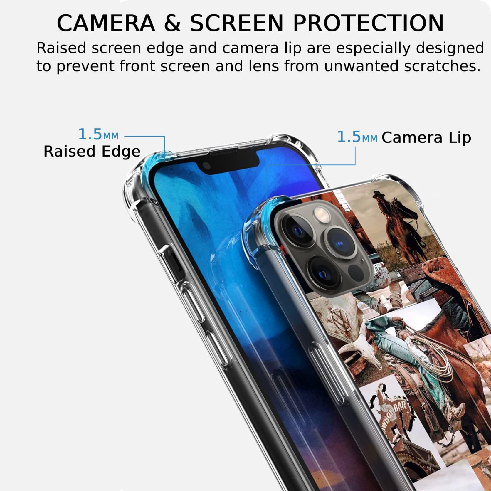 Western Cowboy Riding Horse Phone Case for iPhone 12 Pro Max - Wild West Scenery TPU Bumper Cover with Hippie Aesthetic for Men, Women & Teens | Perfect for Rodeo Fans, Country Music Lovers & Outdoor Adventures