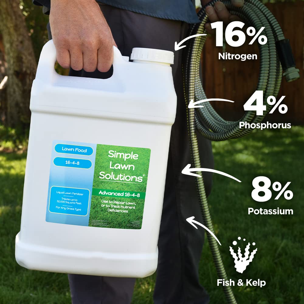 Premium 16-4-8 Lawn Fertilizer with Nitrogen & Iron (2.5 Gallons) + Root Hume Humic Acid (2.5 Gallons) - Complete Lawn Care Kit for Greener Grass & Healthier Roots | Perfect for Spring & Summer Lawn Maintenance by Simple Lawn Solutions