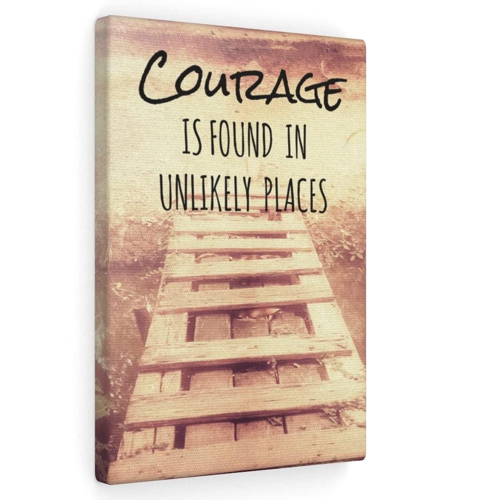 Express Your Love - Inspirational Wall Art Print 'Courage is Found in Unlikely Places' - Ready to Hang Motivational Home Decor for Living Room, Bedroom & Office