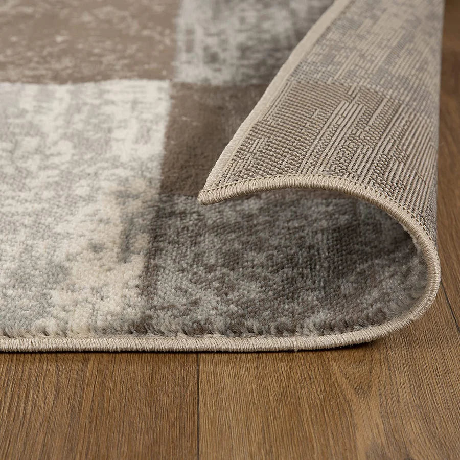 Stylish Rockwood Contemporary Geometric Patchwork Area Rug - Non-Slip Indoor Runner for Living Room, Bedroom & Office Decor