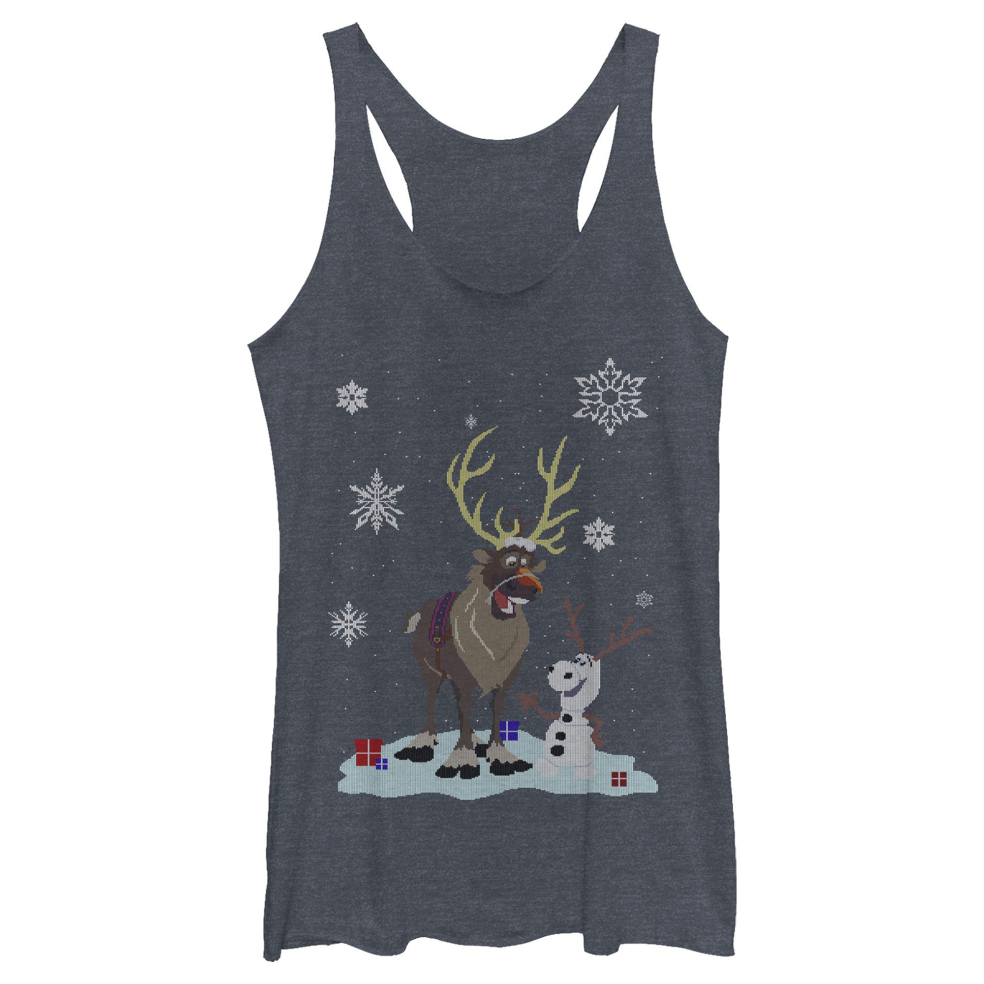 Fifth Sun Women's Frozen Snow Clones Tri-Blend Racerback Layering Tank Top - Soft & Breathable Casual Tee for Summer, Workout, and Everyday Wear
