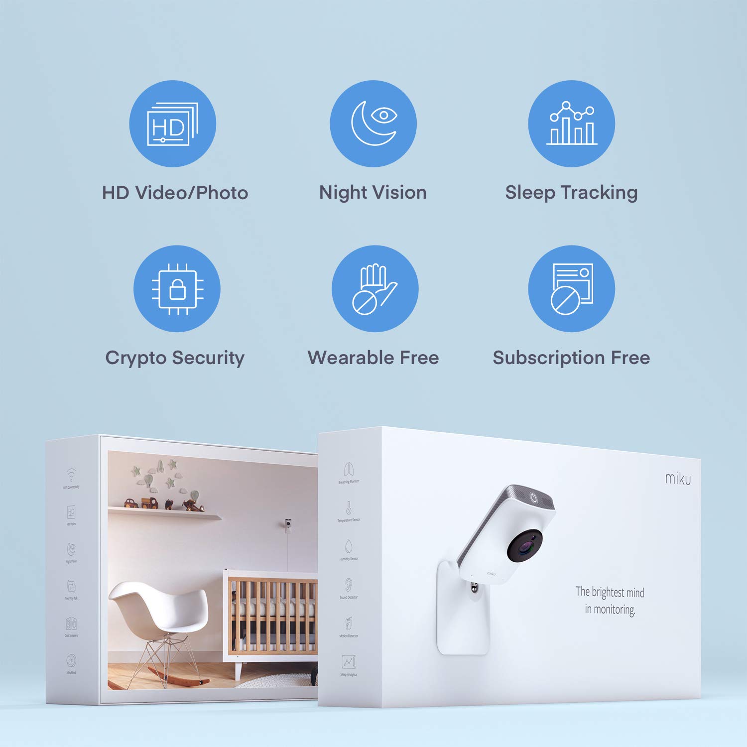 Miku Smart Baby Monitor with Breathing & Sleep Tracking for Home Safety