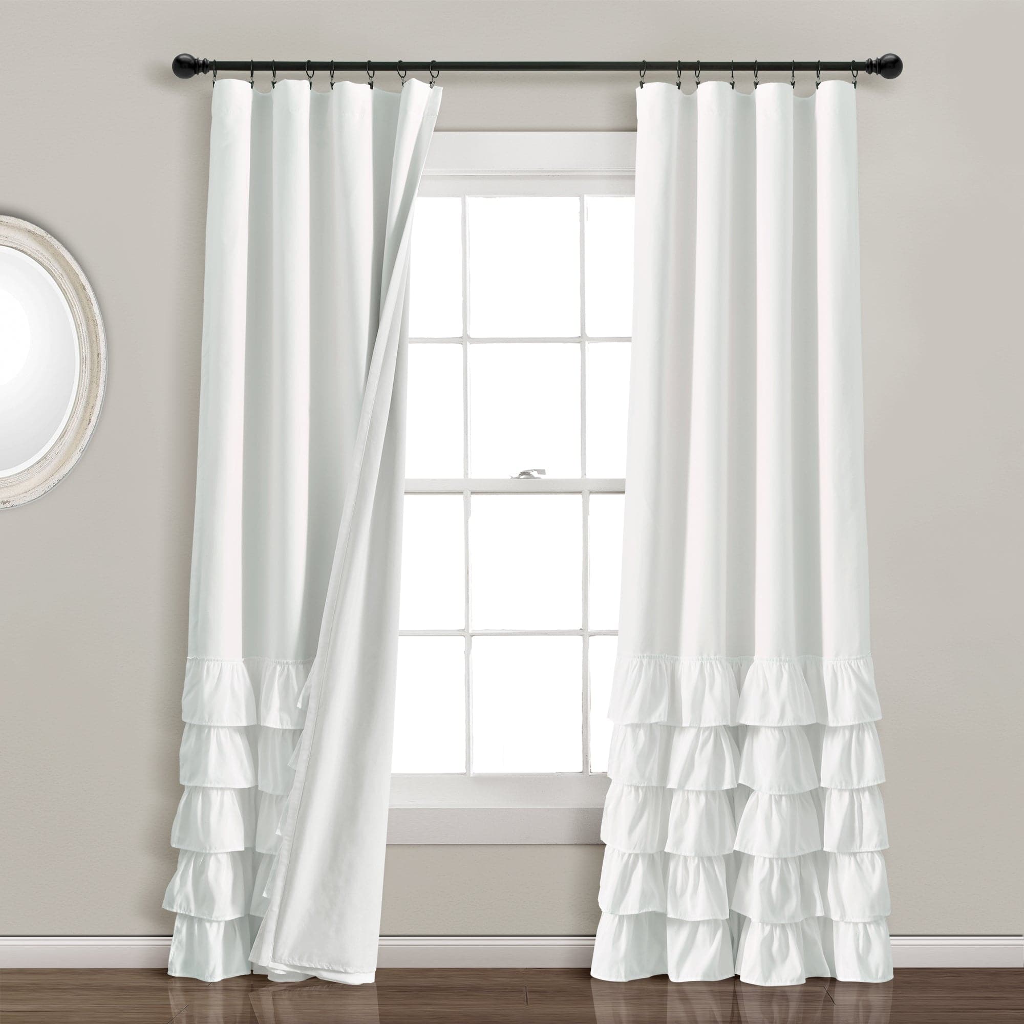 Allison Ruffle 100% Blackout Window Curtain Panel - Thermal Insulated Room Darkening Drapes for Bedroom & Living Room - Noise Reducing Home Decor