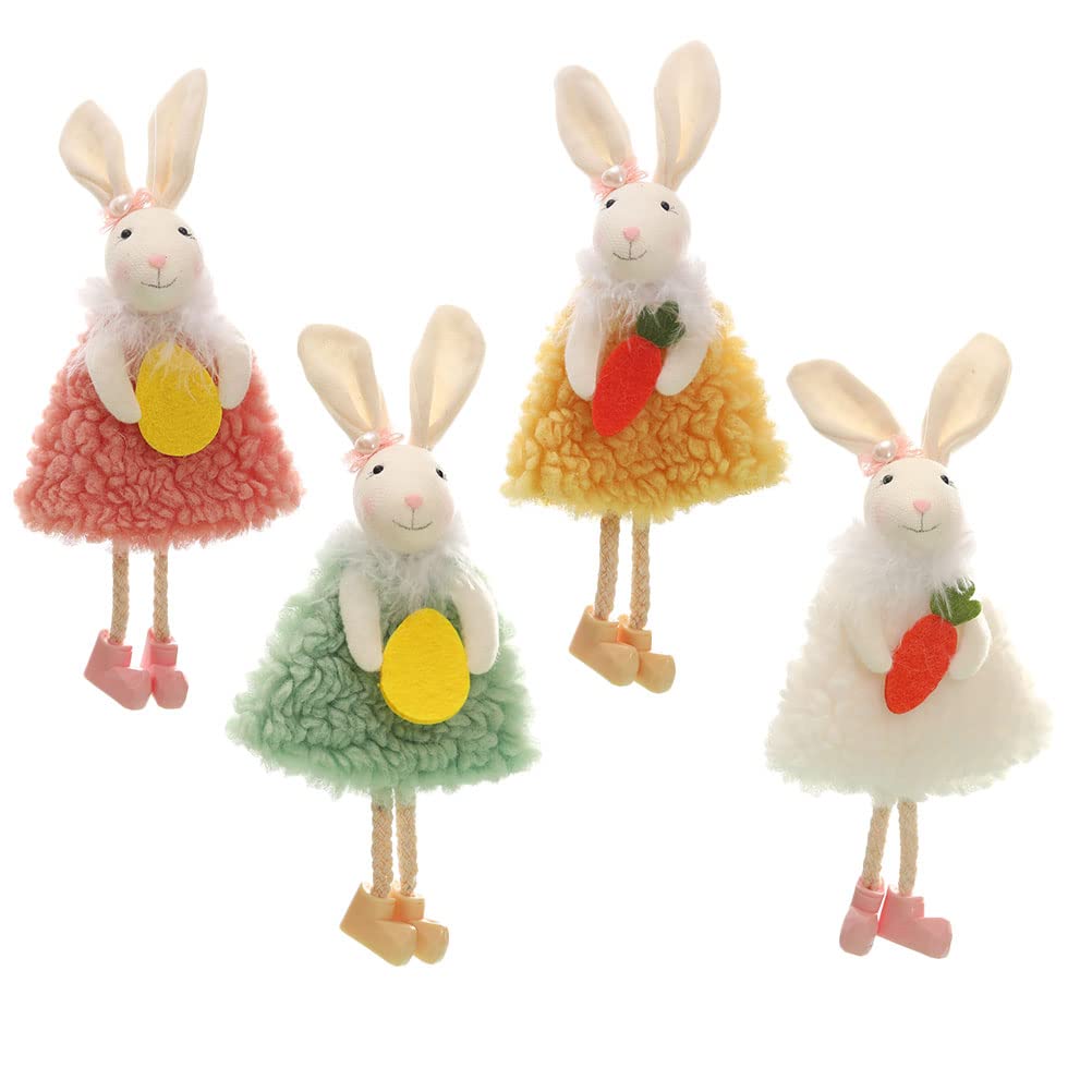 Unomor 4Pcs Bunny Figurine Pendant - Cute Rabbit Statue for Home & Garden Decor - Perfect for Easter, Spring Decorations, and Gift Giving