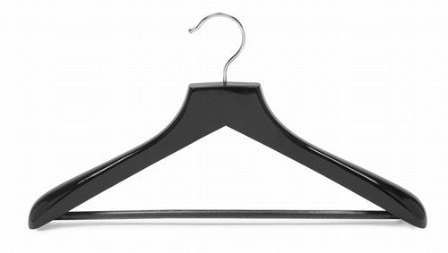 Premium Black Wooden Suit Hanger with Non-Slip Bar - Heavy Duty Clothes Hanger for Men's Suits, Jackets & Coats - Ideal for Closet Organization & Travel Use