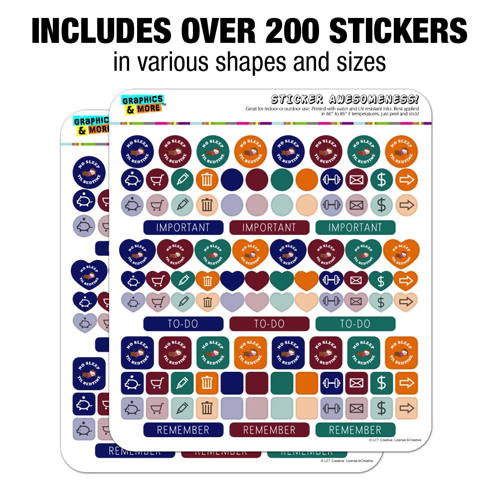 No Sleep Til Bedtime - Funny Humor Planner Stickers for Bullet Journals, Scrapbooking & DIY Crafts | Perfect for Daily Planners, Calendars & Creative Projects