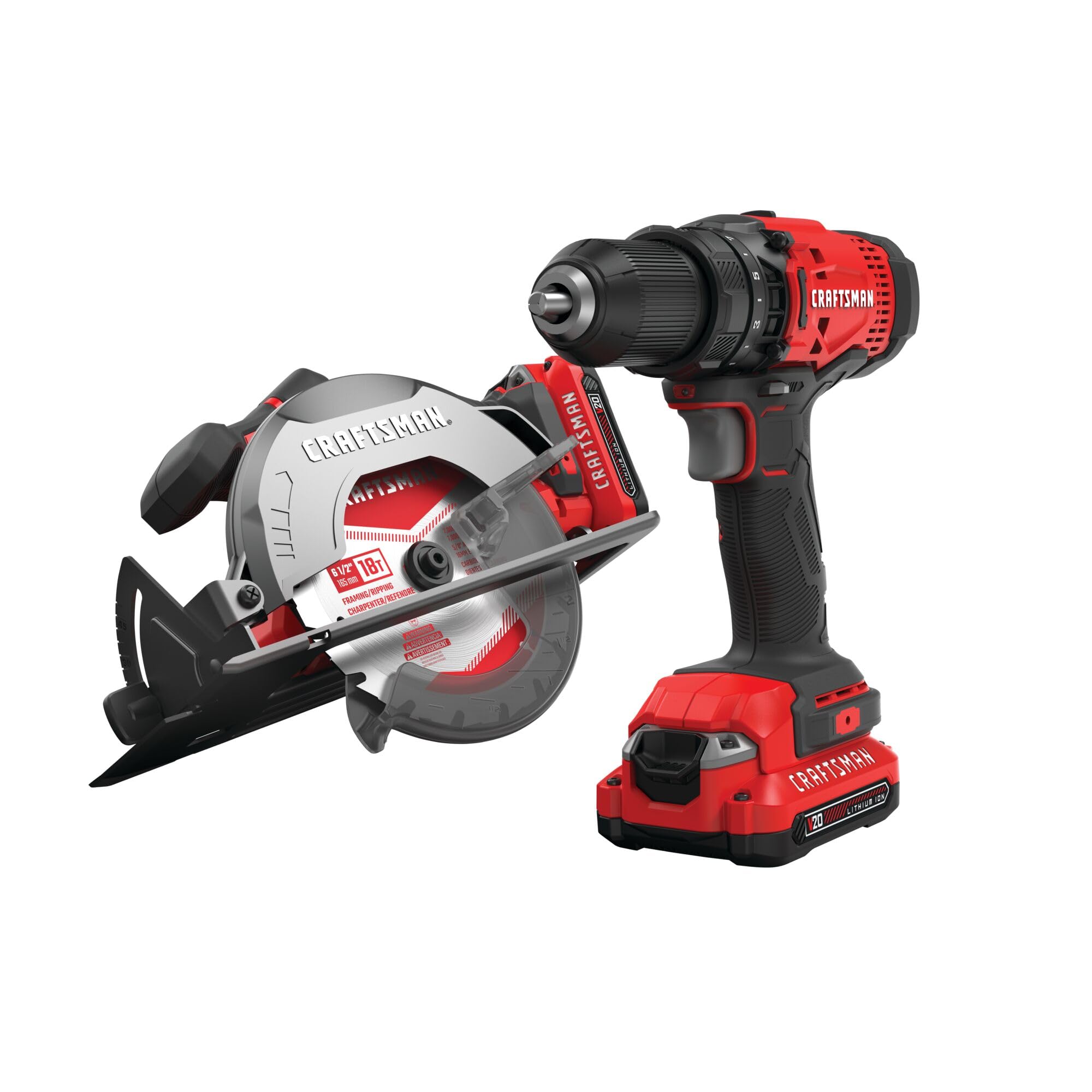 CRAFTSMAN V20 Cordless Power Tool Combo Kit - 20V Drill/Driver, 6.5