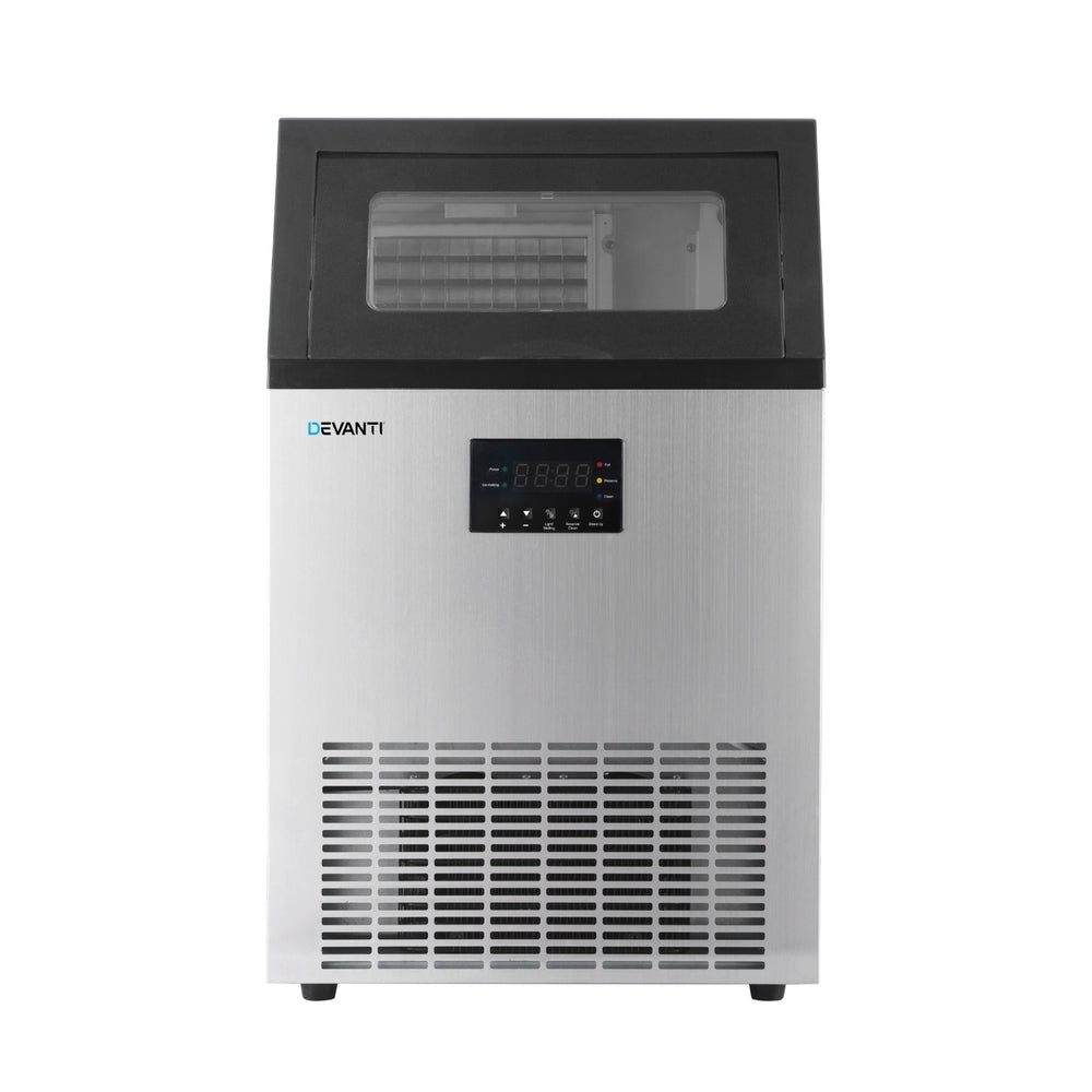 Devanti 45kg Commercial Ice Maker Machine - Heavy Duty Countertop Ice Cube Maker for Restaurants, Bars, Cafes, and Catering Businesses