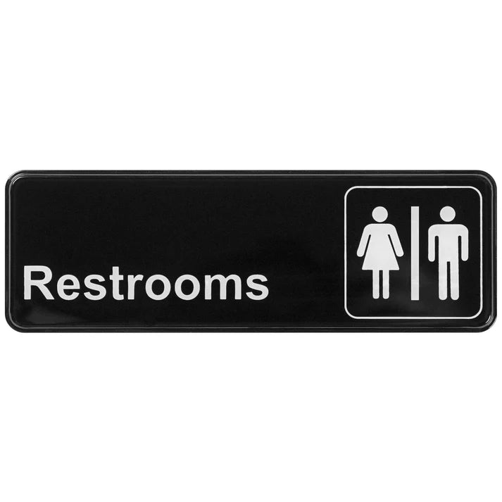 Winco Restroom Sign 9 x 3 Inches - Durable Bathroom Door Sign for Office, Hotel & Public Spaces