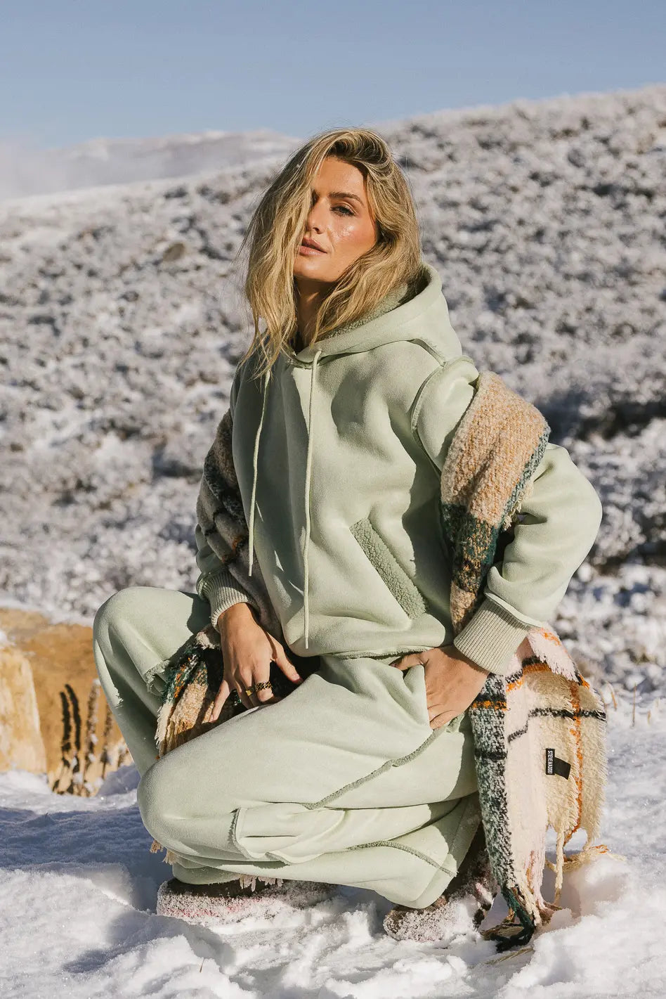 Mattie Faux Shearling Hoodie in Sage Green - Cozy Winter Jacket for Women | Perfect for Casual Outings & Cold Weather Fashion | FINAL SALE