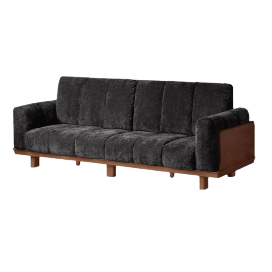 Modern Solid Wood Down Straight Sofa - Black Walnut & Ash Wood Frame - Perfect for Living Room, Lounge, or Office Comfort