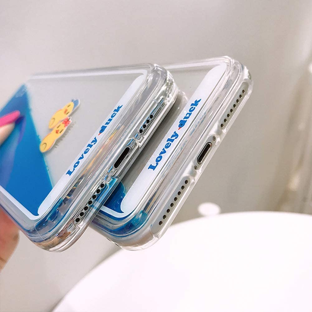 **SGVAHY iPhone 12 Pro Max Case - 3D Dynamic Blue Liquid Floating Ducks & Pirate Ship Design, Soft Silicone Bumper with Quicksand Hard Back Cover - Perfect for Daily Use, Travel, and Gifts**