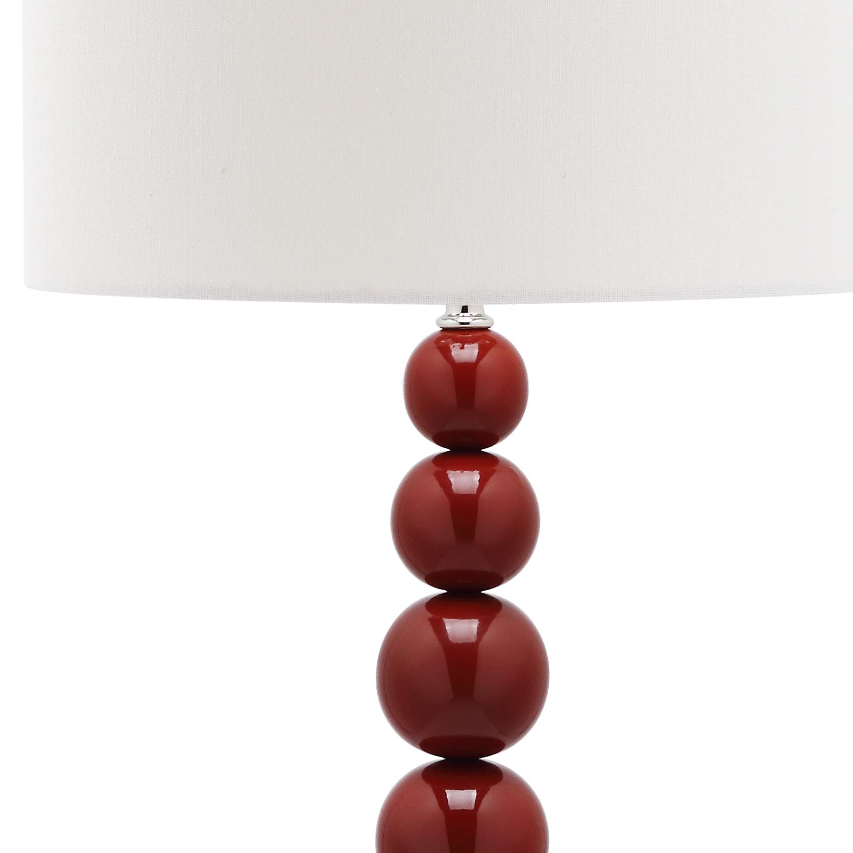 SAFAVIEH Jenna Modern 32-inch Stacked Ball Table Lamp Set of 2 with LED Bulbs - Red Contemporary Lighting for Bedroom, Living Room, Home Office & Nightstand | Perfect for Reading, Working & Ambient Decor