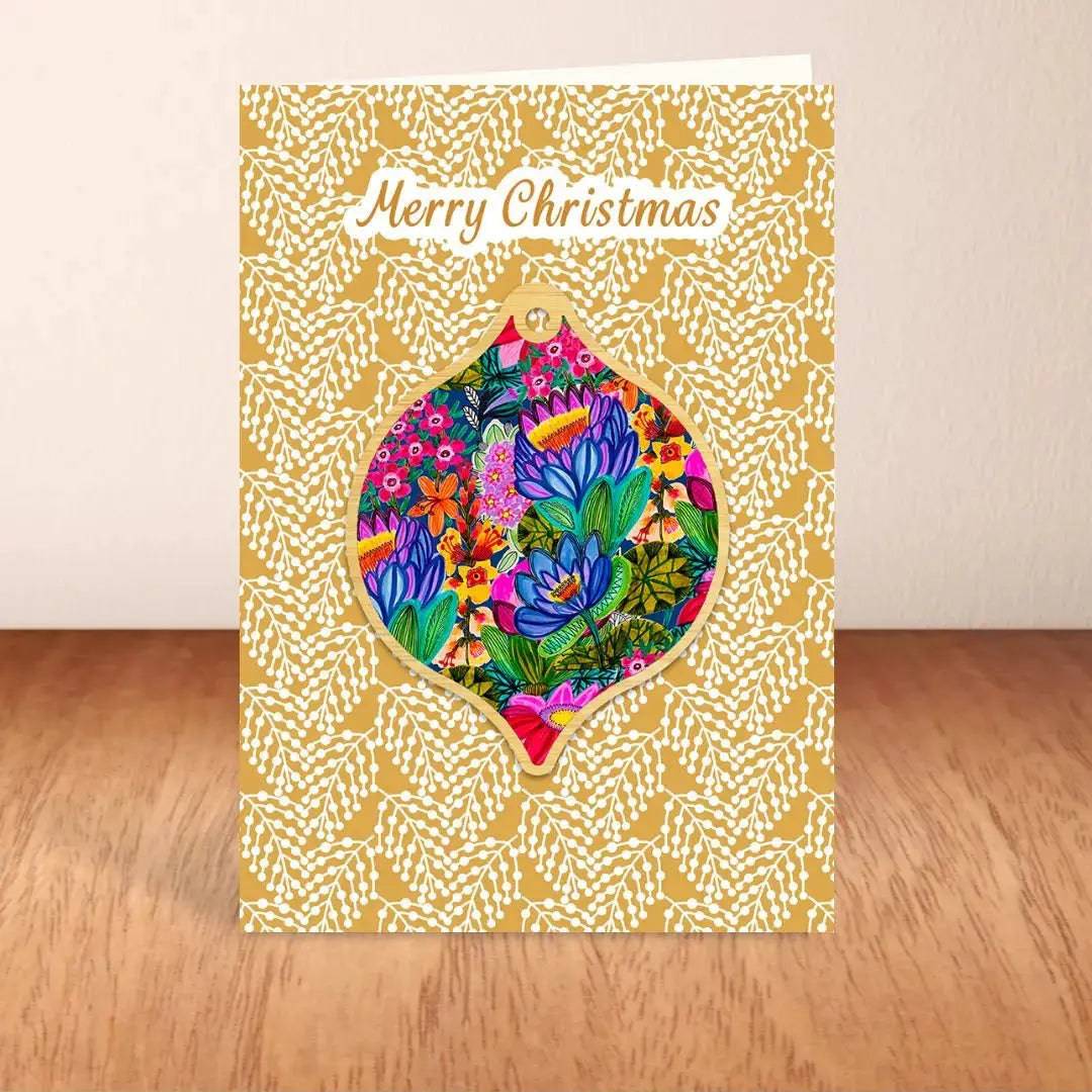 Lotus Flower Australian Christmas Ornament & Greeting Card - Perfect for Holiday Decorations and Festive Gifting