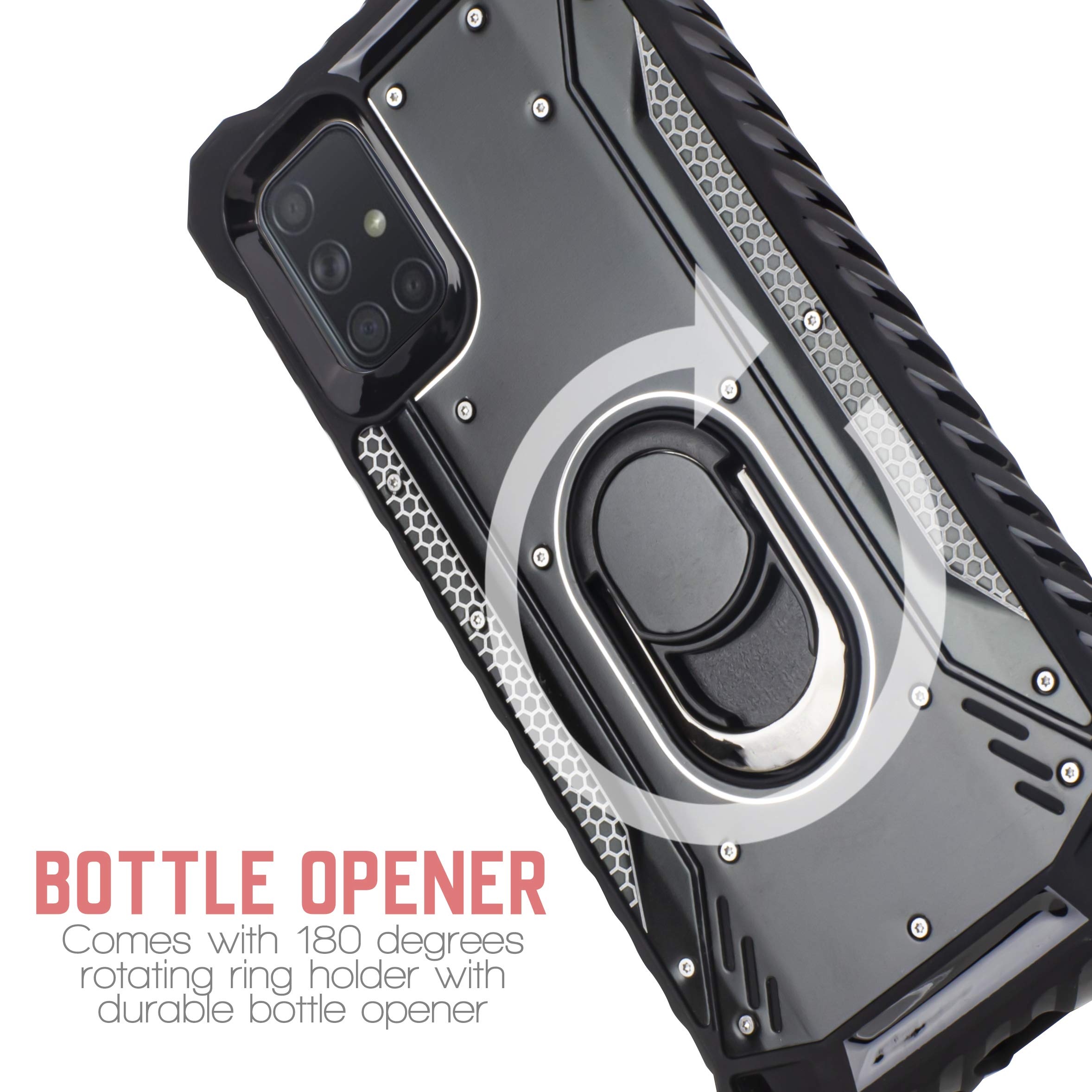 Samsung Galaxy A71 Magnetic Case with Ring Holder & Kickstand - Shockproof Cover for Daily Use