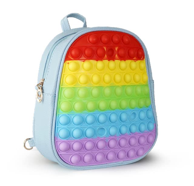 **Pop It Purse Backpack for Girls & Teens - Fidget Mini Backpack with Adjustable Shoulder Strap, Blue | Stress Relief Toy for School, Travel & Sensory Play**