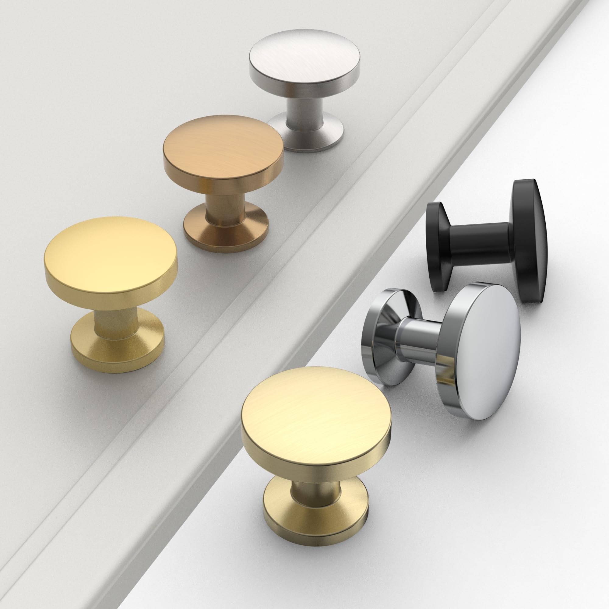10 Pack Brushed Brass Cabinet Knobs - Vintage Dresser Drawer Pulls - Zinc Alloy Kitchen Cabinet Hardware - Perfect for Home, Office & DIY Furniture Upgrade