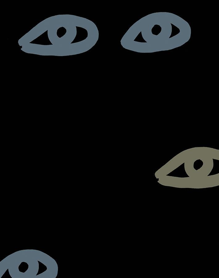 Clare V. 'Eyes' Charcoal Wallpaper - Premium Peel & Stick Wall Mural for Living Room, Bedroom, or Office Decor