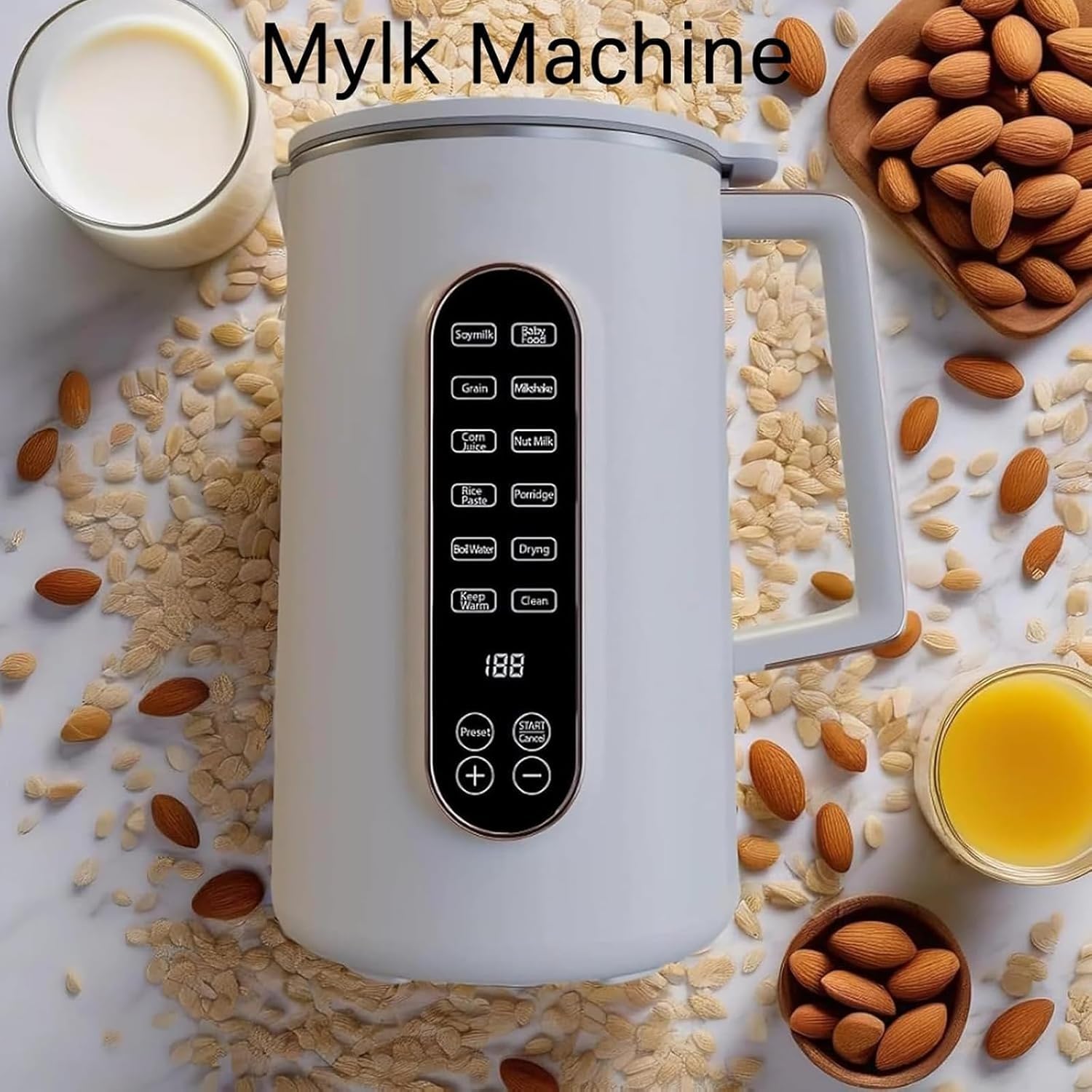 Best Mylk Machine - 8-in-1 Automatic Nut Milk Maker for Almond, Soy, Oat Milk (33oz Capacity) - No Straining Plant Milk Blender - Perfect for Vegan, Keto & Healthy Lifestyles - Great for Smoothies, Coffee Creamer & Homemade Dairy Alternatives (White)