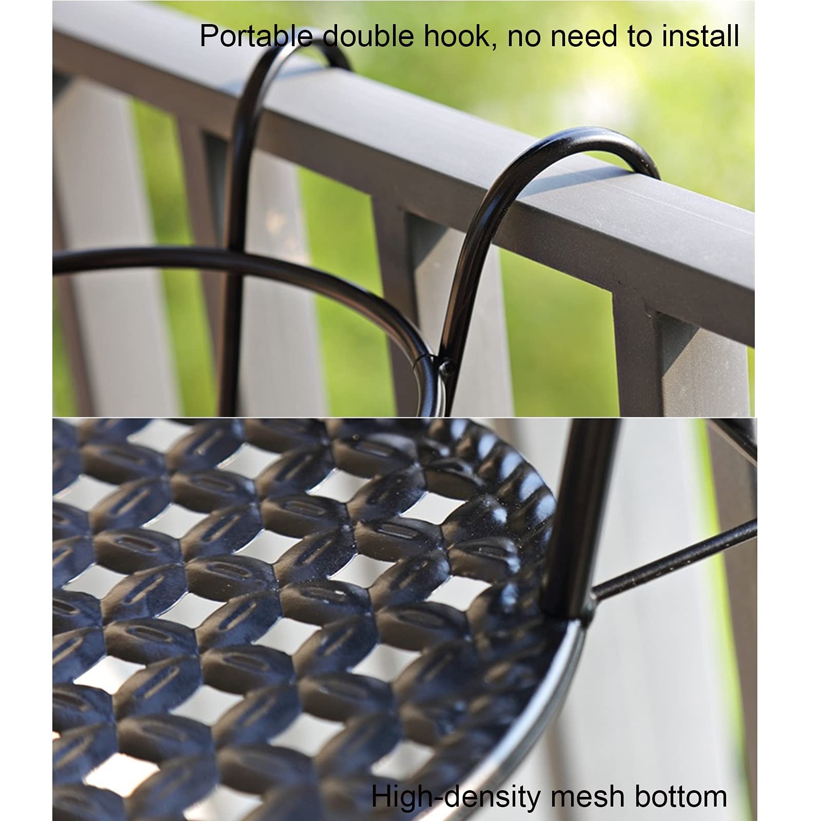 Iron Hanging Flower Stand for Balcony - 2 Pack Outdoor Decorative Plant Holder with Rust-Proof Coating | Perfect for Small Spaces, Patio Decor & Vertical Garden Ideas