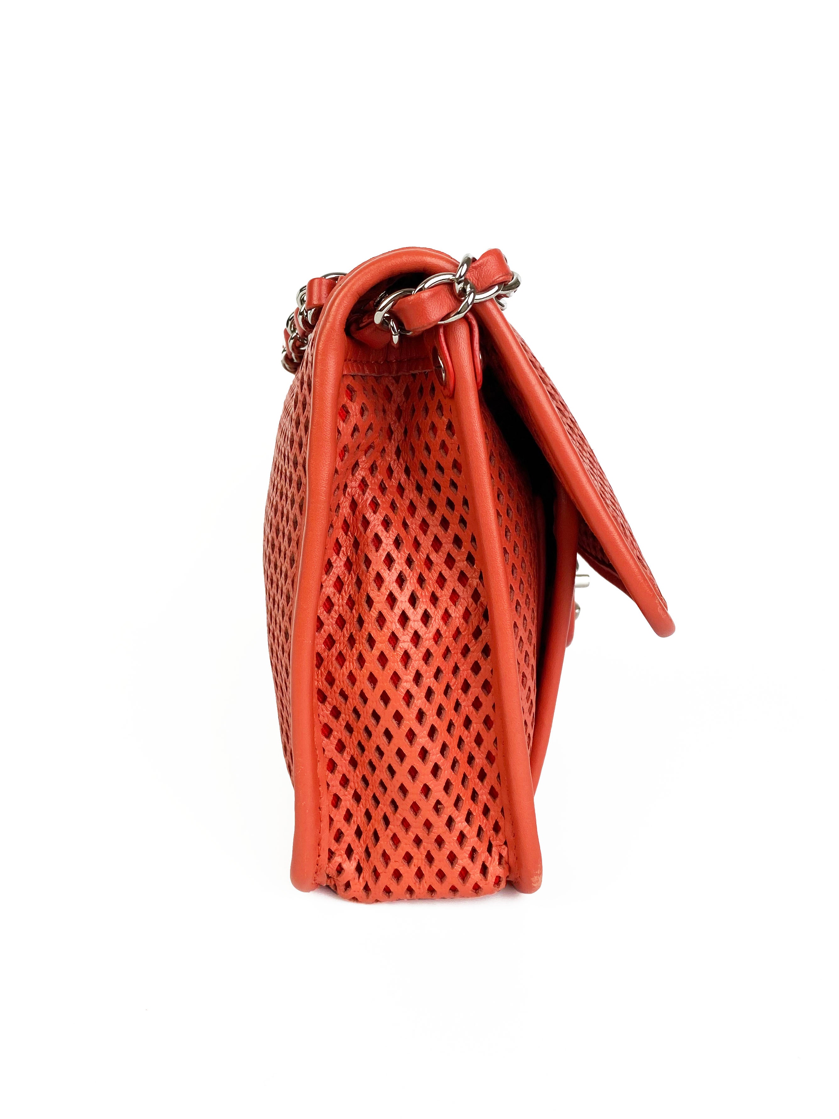 Chanel Medium Peach Perforated Classic Flap Bag - Luxury Designer Handbag for Women, Perfect for Parties, Weddings & Everyday Elegance
