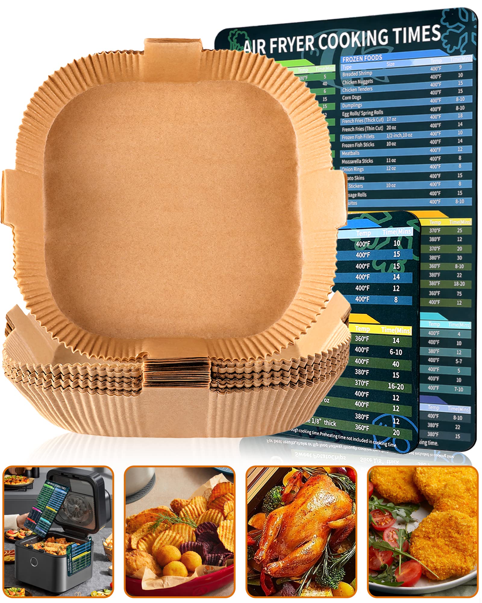 60PCS 6.3inch Square Air Fryer Disposable Paper Liners - Non-Stick Parchment Baking Sheets, Oil & Water Proof for Air Fryer Basket, Microwave, Frying Pan - Perfect for Healthy Cooking, Roasting & Baking at Home